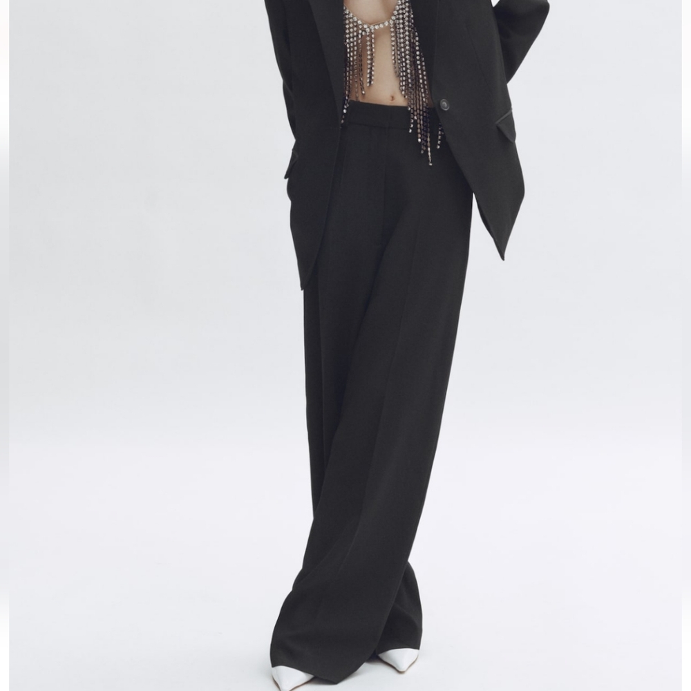 Stella McCartney x H&M High-Waisted Black Wool Suit Pants | US 8 - Picture 2 of 15